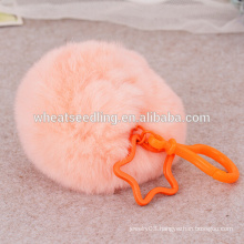 wholesale Business Gift fur pom poms keychain acrylic star with fur key chain